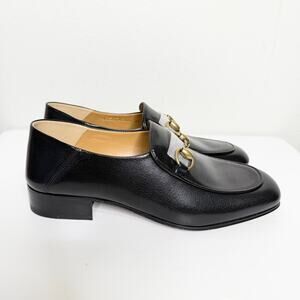 Gucci Jordaan Horsebit Black Leather Loafers Size 37.5